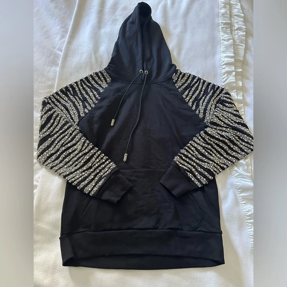 Retrofete Isa Black and Silver Sequin Women's Hoodie Top - Picture 14 of 14
